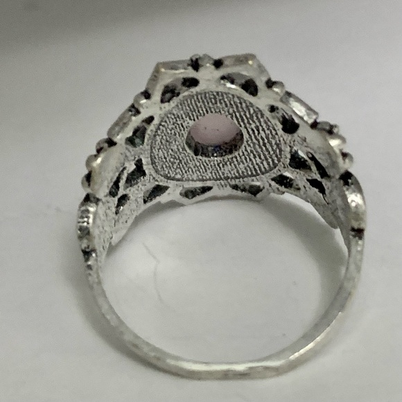 Handmade Rose Quartz Silver Mandala Ring - Picture 3 of 5